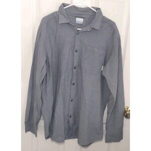 Columbia Shirt Mens Medium Dark Gray Long Sleeve Button Up Cotton Blend